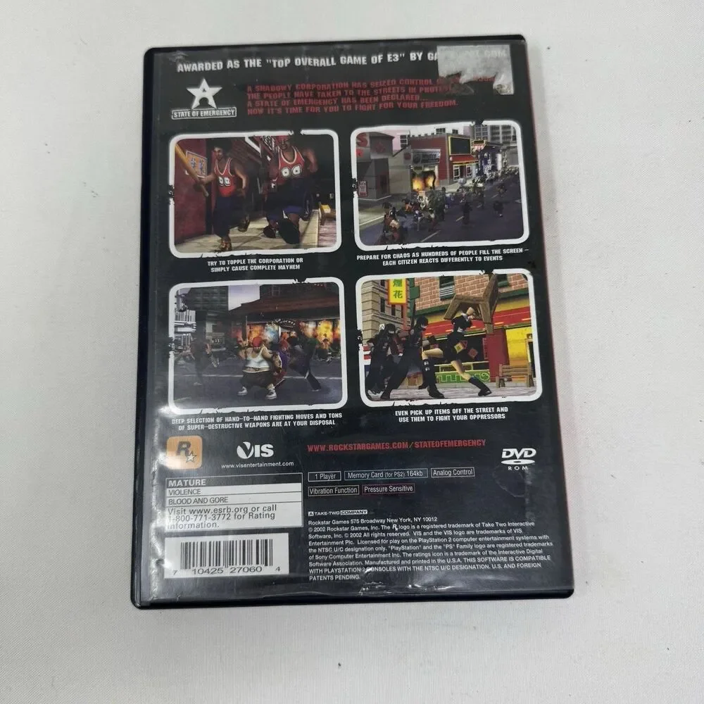 State of Emergency PS2 PlayStation 2 Complete CIB w/ Manual Near Mint (see pics)
